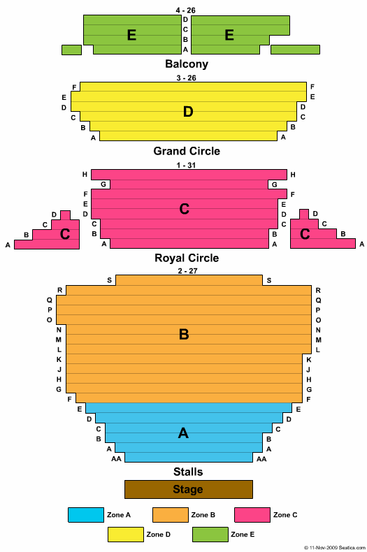 Noel Coward Theatre Enron Zone Seating Chart